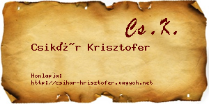 Csikár Krisztofer névjegykártya